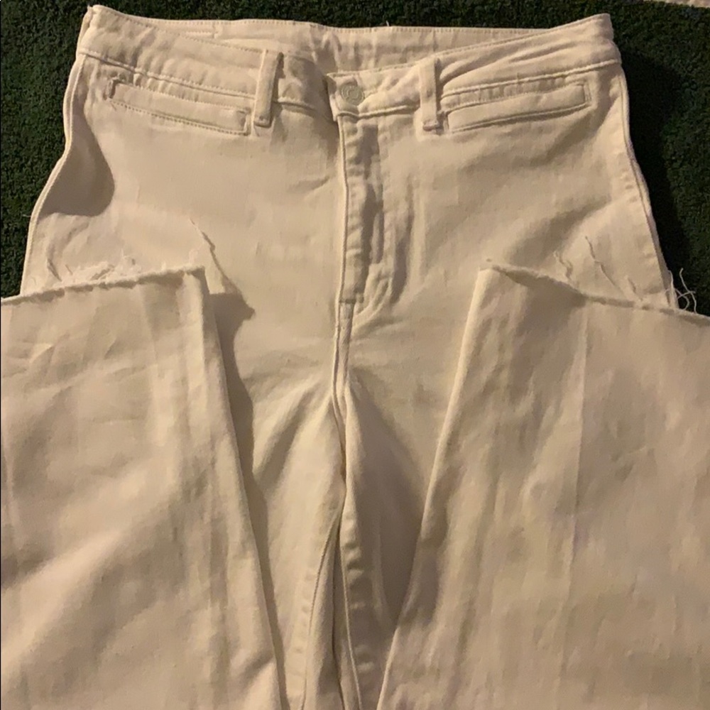 White full leg jeans